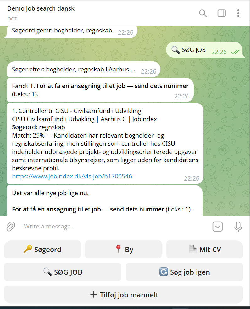 Eksempel på delvist match: bogholder-CV mod Controller-stilling, 25%